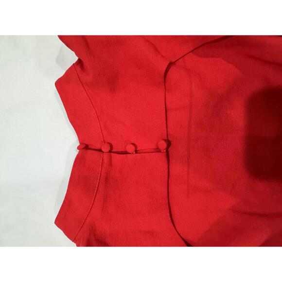 Maeve Anthropologie Red Open-Back Bow Tie Long Sleeve High Neck Blouse- Size 16 - Picture 6 of 9